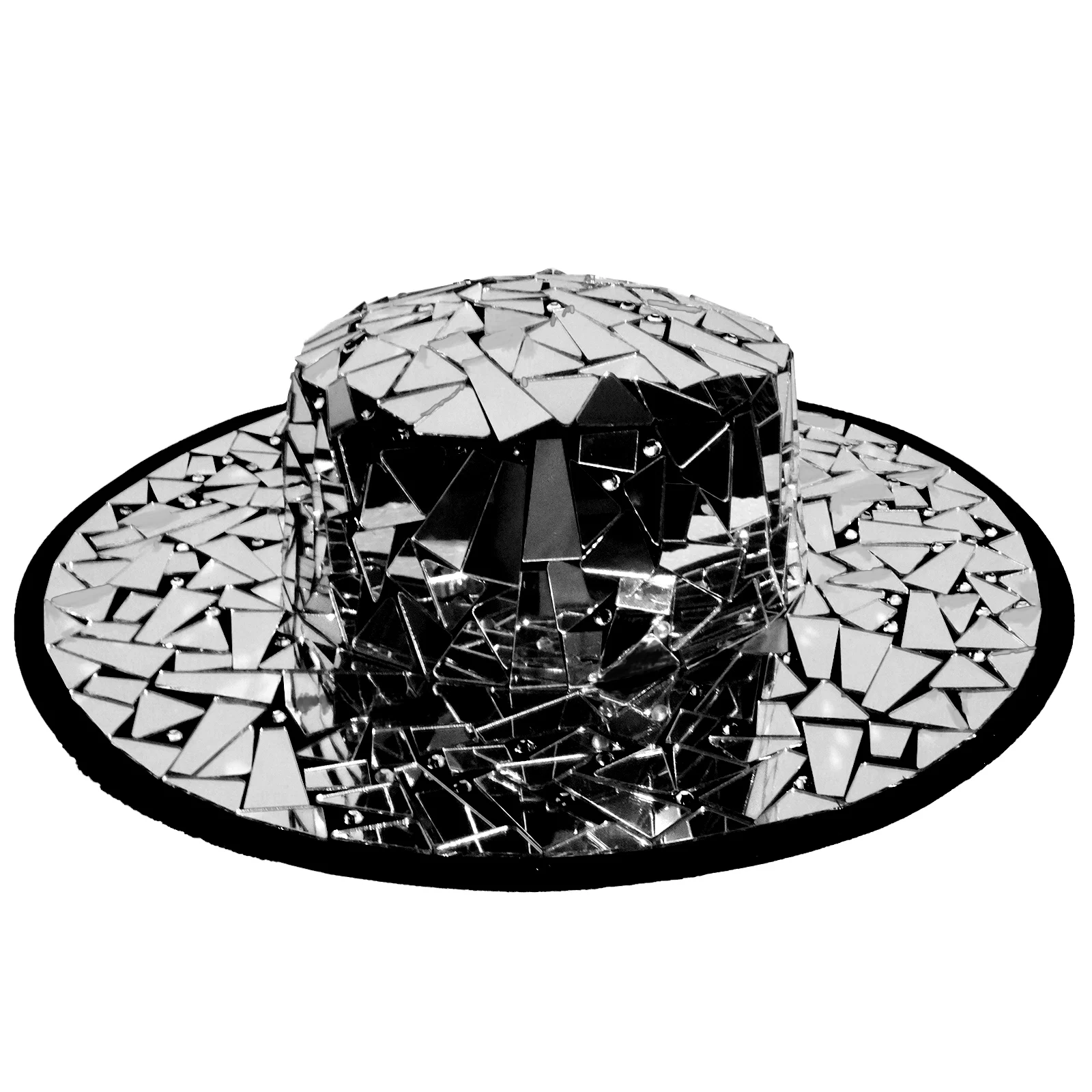 Novo strass jazz preto espelho chapéu palco festa de aniversário desempenho baile dança cantor wear colocação drag queen outfit