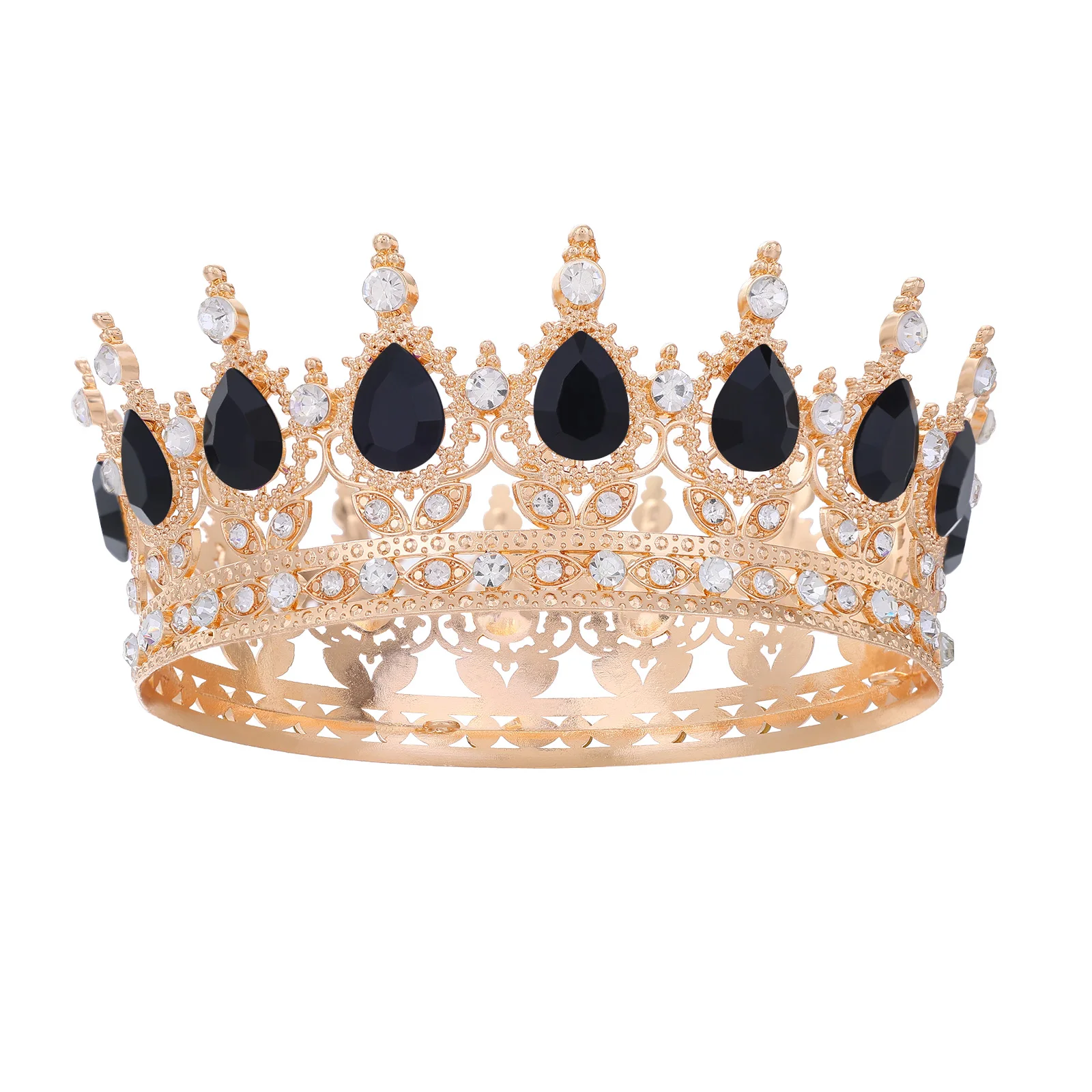 Fashion Crystal Rhinestone Round Tiaras And Crowns For Bride Women Queen Princess Diadems Girls Wedding Hair Accessories