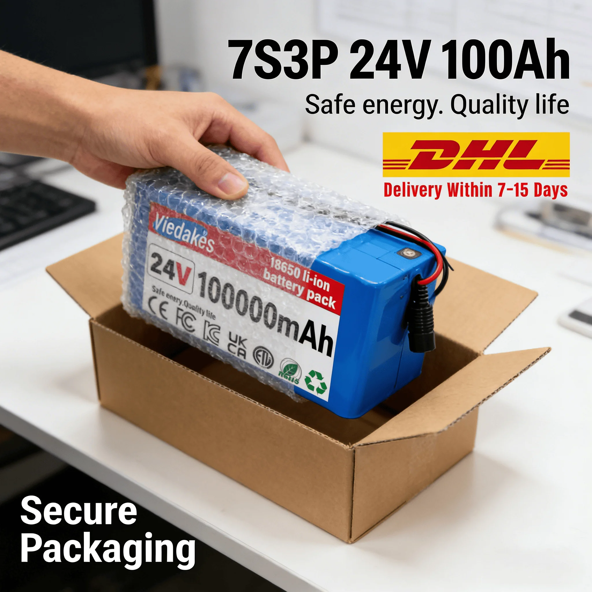 

Anti-Short-Circuit✈️24V 7S3P 18650 Lithium Battery 100Ah Power Pack for Electric Scooters High - Efficiency Long - Distance Ride