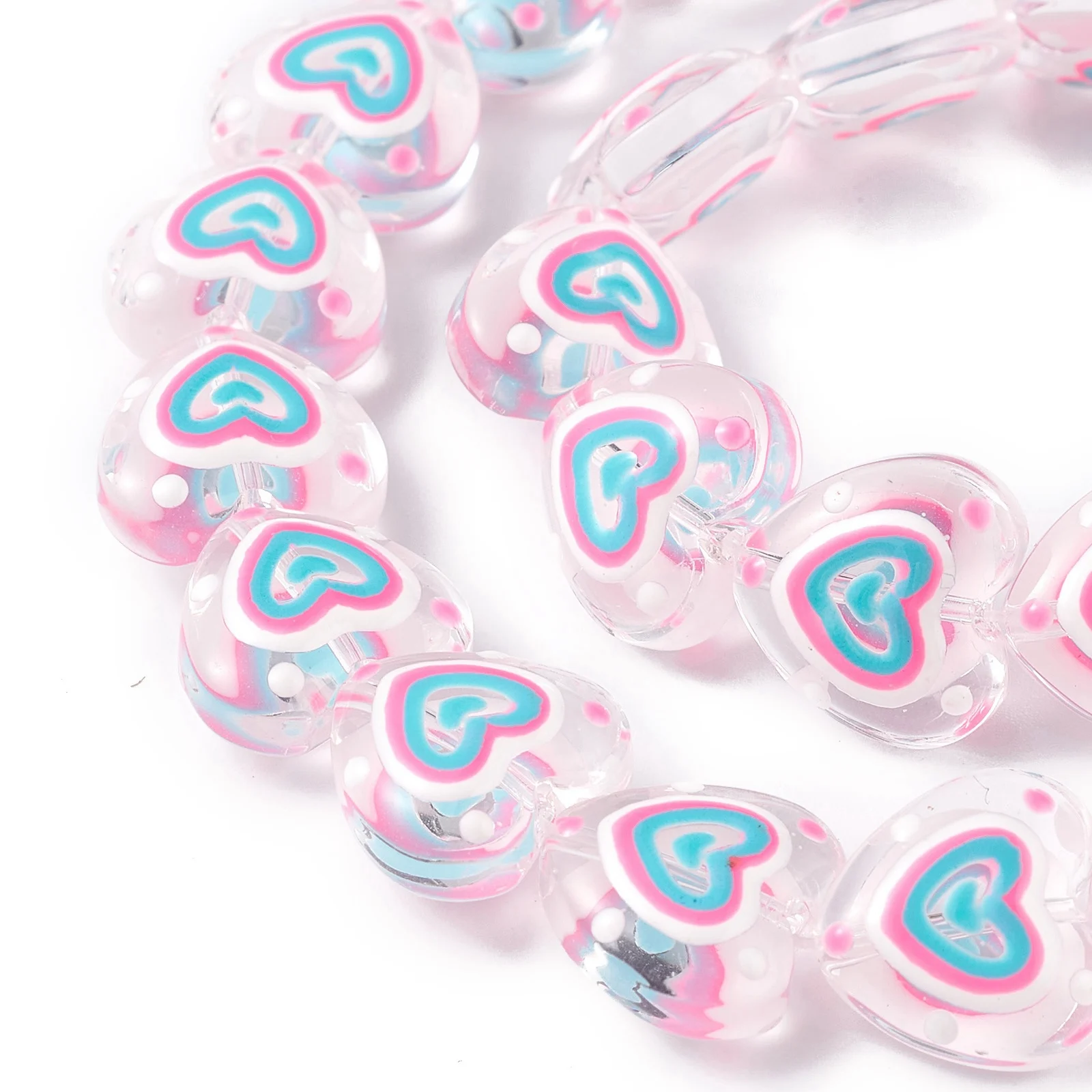 30pcs/strand Heart Lampwork Beads With Enamel Loose Spacer Beads For Jewelry Making Handmade Bracelet Necklace DIY Supplies