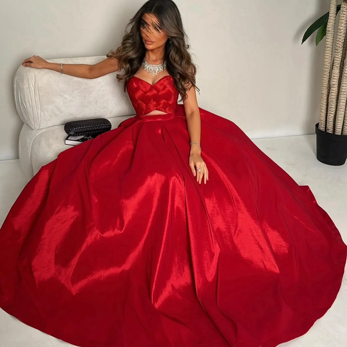 Customized Luxury Satin A-Line Evening Dress Strapless Floor Length Burgundy Sleeveless Panel Train Bespoke Occasion Gowns