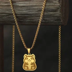 CHENGXUN Chubby Cheek Hamster Pendant Necklace Women Gilrls Stainless Steel Cute Animal Cartoon Jewelry for Men
