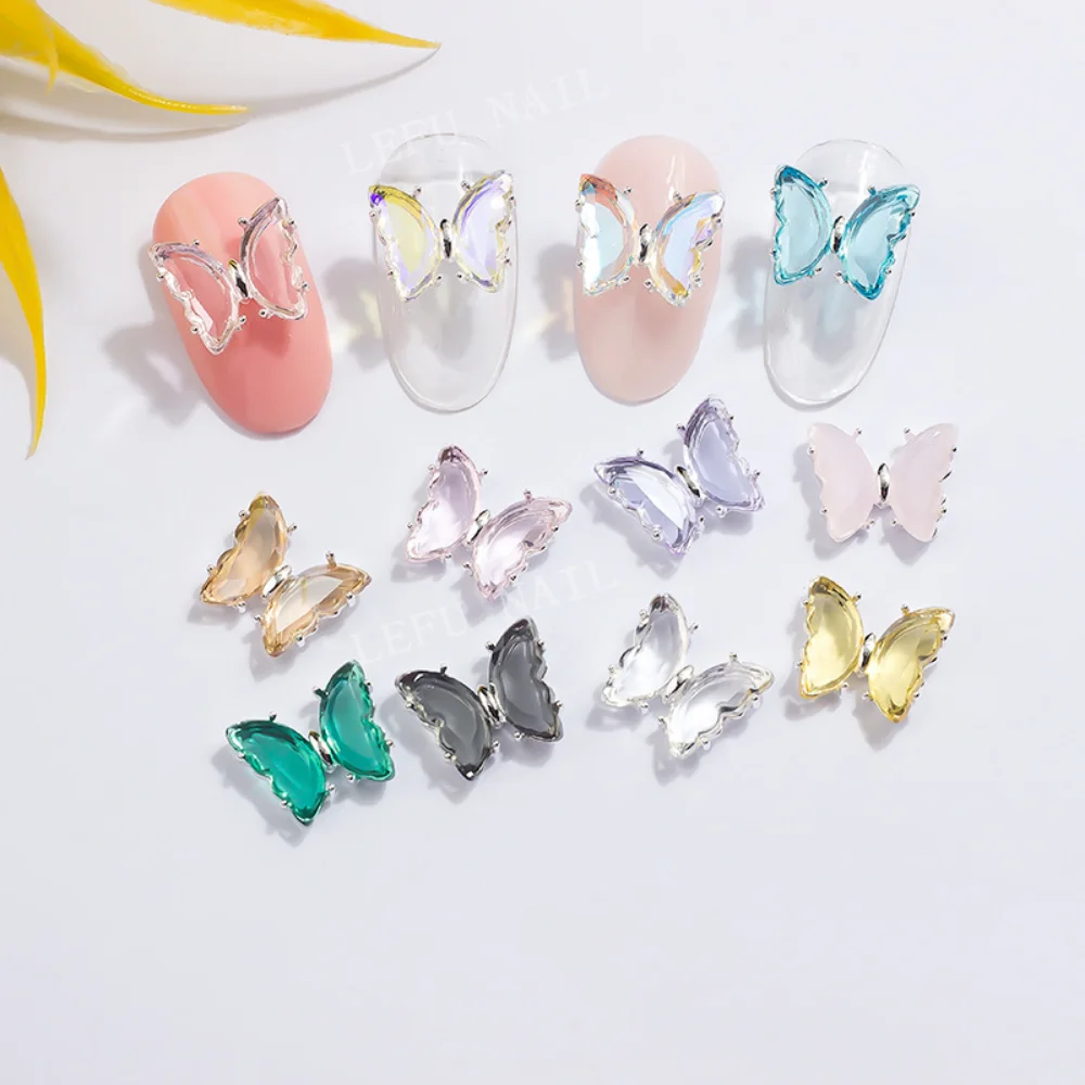 10pcs Nail Art Jewelry Crystal Butterfly,Manicure Decor Stones Luxury Charms Alloy Character Nail Parts Glitter Decorations Gems