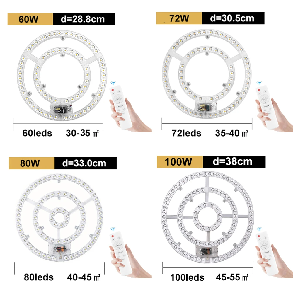 Led Panel Işıkları Tavan Işıkları Led Panel Kartı Kısılabilir Uzaktan Kumanda Yuvarlak Modül Yedek Panel Led Lamba 60W 72W 80W 100W