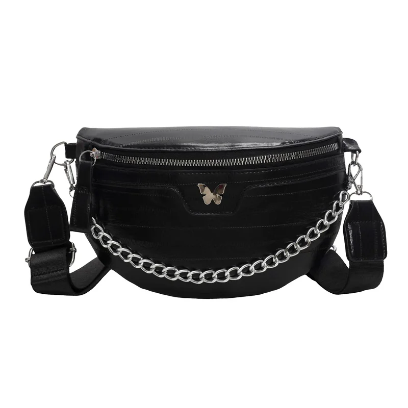 New Women Chest Bag Casual Banana Bag Chain Cross Body Bag Ladies Handbags Female Sling Waist Pack Half Moon Belt Bag Fanny Pack