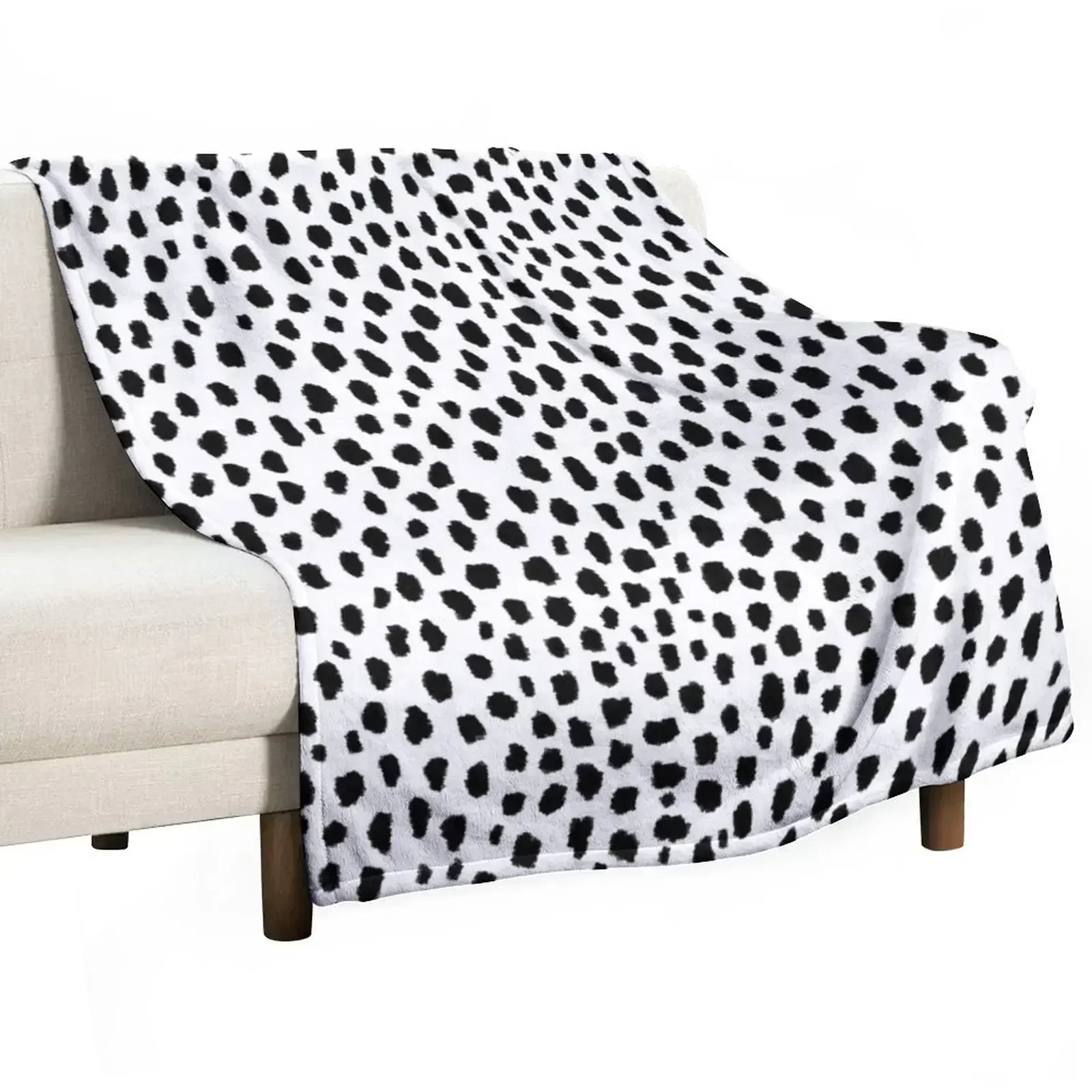 Dalmatian Spots (black/white) Throw Blanket Hair Thermals For Travel Blankets