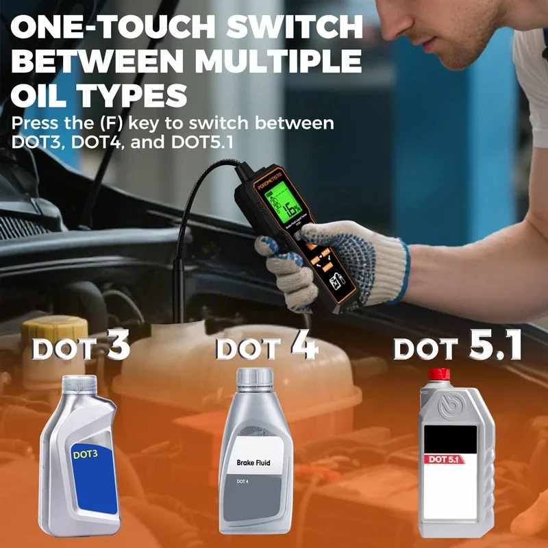 FT01 Brake Fluid Tester DOT3/DOT4/DOT5.1 Car Brake Oil Moisture Detector Backlight Flexible Probe 1.4" LCD Brake Oil Analyzer - view 4