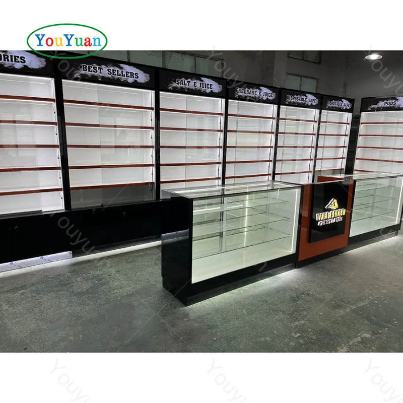 (customized)79inch Smoke Shop FullGlass Showcase Display Cabinet Smoke Shop Glass Display Showcase Mirror