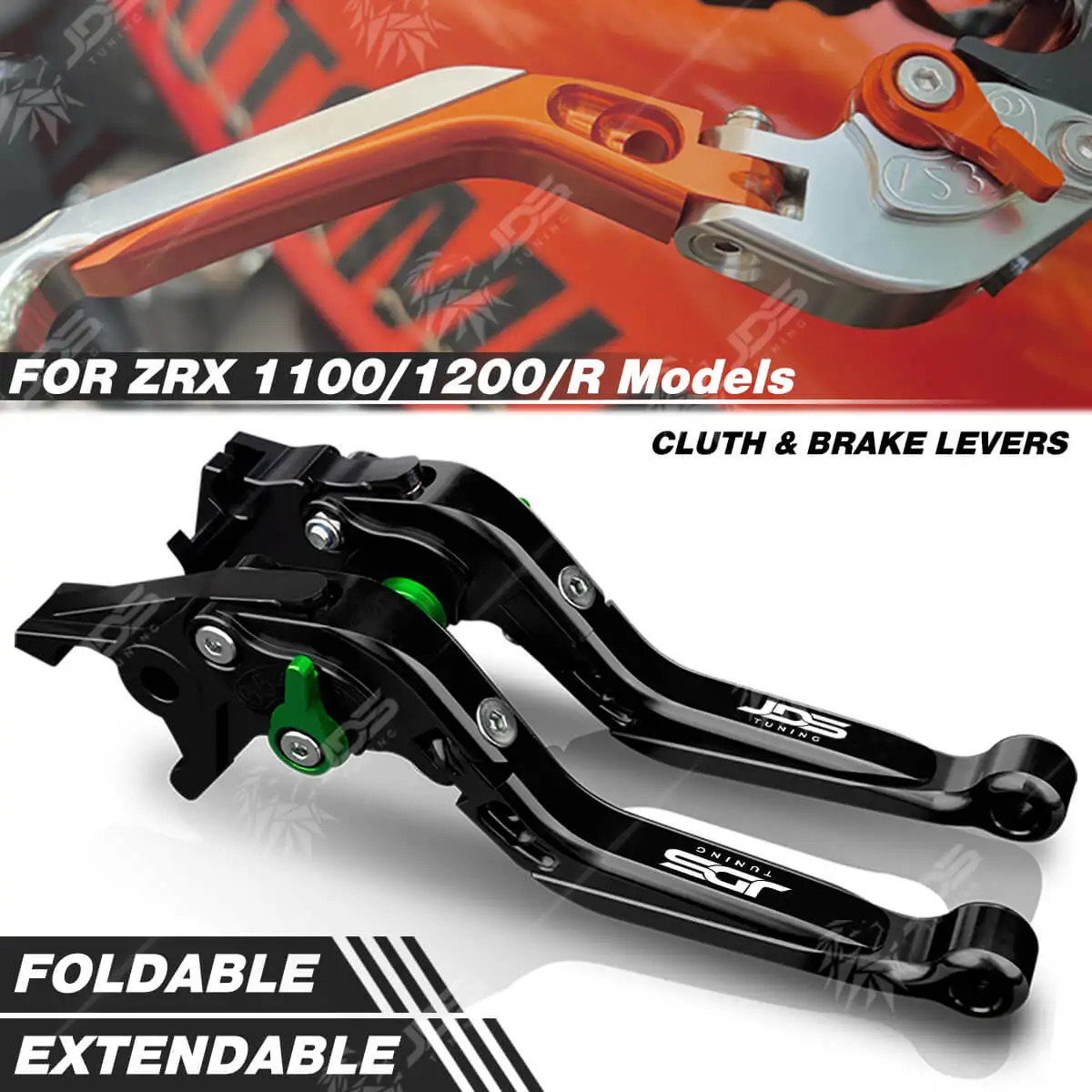 For Kawasaki ZRX 1100R/1200 ZRX1200R 1997-2017 Clutch Lever Brake Lever Set Foldable Adjustable Handle Levers Accessories Parts