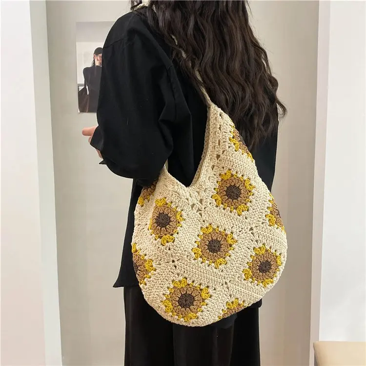 

Korean Version Niche Woven Tote Bag Women's 2026 New Trendy Large-capacity Contrasting Color Casual Shoulder Armpit Bag