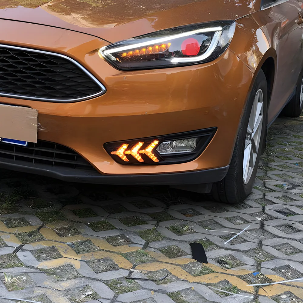 For Ford Focus 2015-2017 Front Bumper Upgrade LED Fishbone style Daytime Running Light Assembly Plug and Play Car Accessories