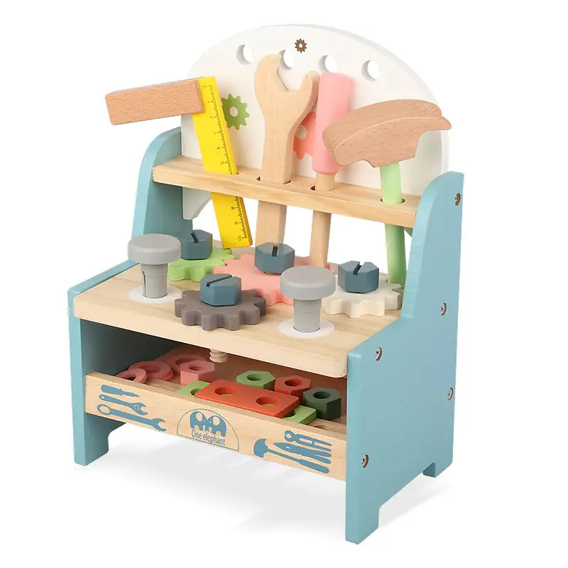 Werkzeugbank aus Holz für Kinder und Kleinkinder, Rollenspiel-Werkbank-Set, Werkstatt-Werkbank, Konstruktionsspielzeug