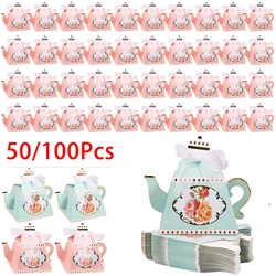 50/100Pcs Pudełka na prezenty z czajniczkami Śliczne pudełko na cukierki Mini papierowe torby na prezenty Ślubne Urodziny Boże Narodzenie Dekoracje Party Supplies