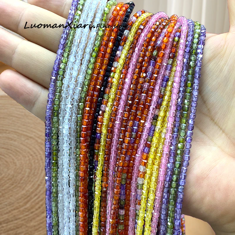 

Natural Stone 3x3mm Faceted Square Zircon Loose Spacer Beads for Jewelry Making Diy Earrings Bracelet Charms Accessories 15''