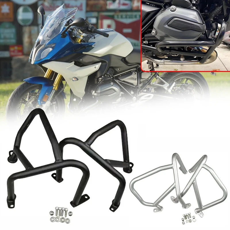 Fit For BMW R1200R R1200 RS 2015-2018 Motorcycle Accessories Engine Guard Crash Bars Bumper Protector Black/Silver R1200R Parts