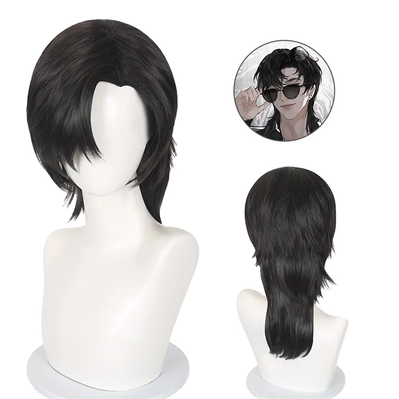 

Synthetic Black Short Wolf Cut Wig for Women and Men Natural Looking Middle Part Heat Resistant Fiber Cosplay Daily Party Use