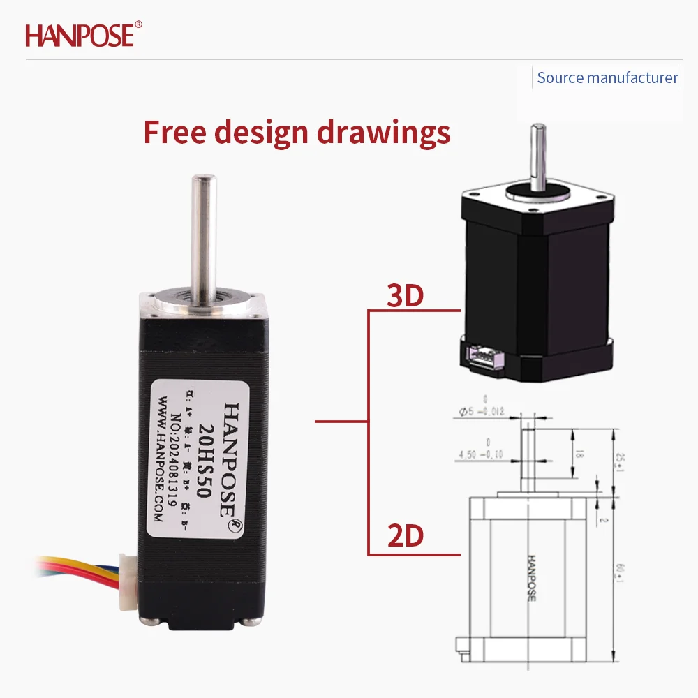 NEMA8  5PCS 20HS50 Miniature Stepper Motor 0.04N. m 0.8A 3D Printing Accessories Motor Manufacturer Direct Sales in Stock