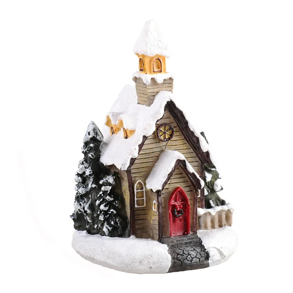 

Cute Christmas Glowing Small House Luminous Resin Mini House Miniature Elegant Warm Light House Ornament Holiday Festive Decor