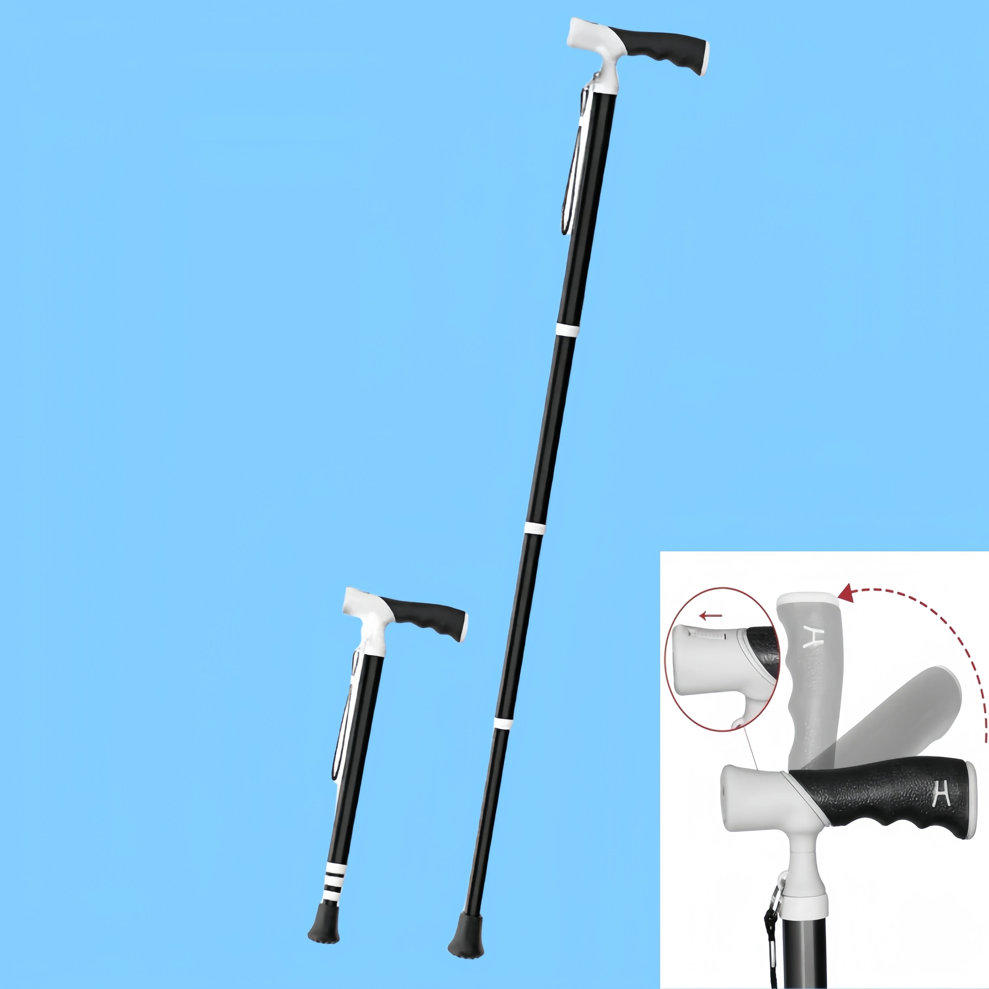 

Dual Use Adjustable Handle Walking Stick Titanium Aluminum Extendable Trekking Poles Telescopic Cane Portable Light Crutch Man