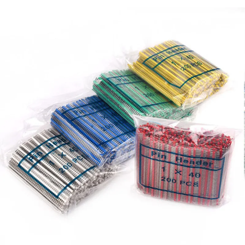 

200 шт. 254 мм однорядные прямые штыревые разъемы (40-контактные) из меди в черном, красном, зеленом, синем, белом, желтом цветах