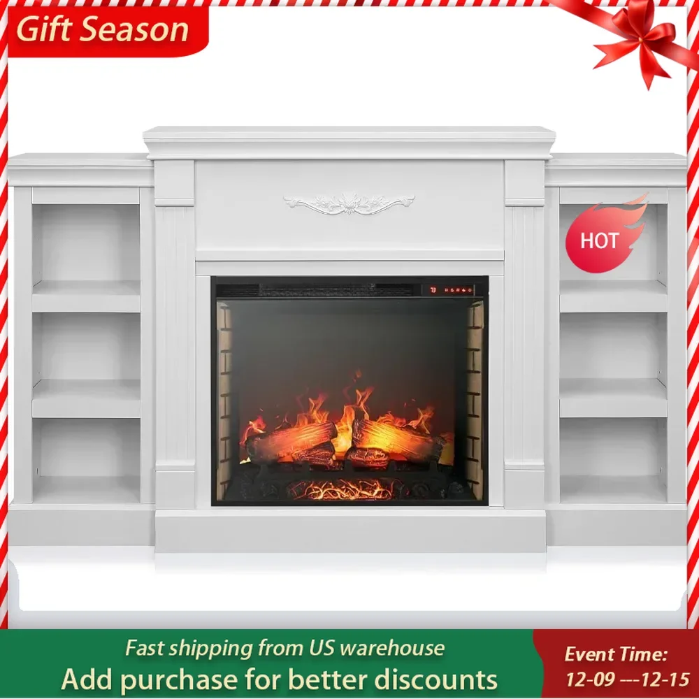 

70 Inch Electric Fireplace Heater for Mantel TV Station and Media Entertainment Center, Up To 68 Inch TV