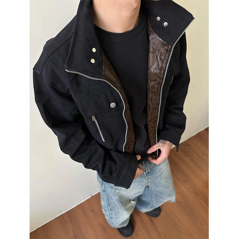 

Bla Workwear Jaet Men's Stand Collar Pilot Sle Spring Autumn High Sensation Motorcycle Harlingon Flight Coat