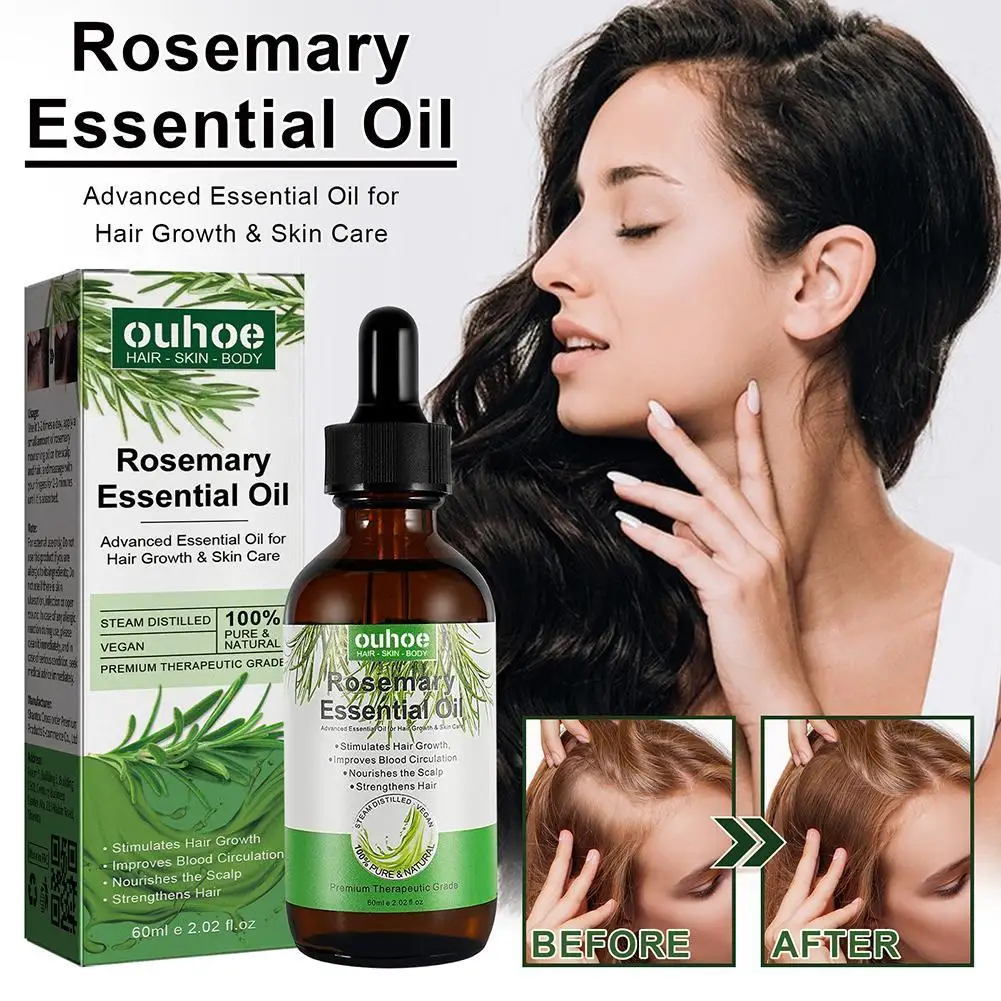 

60ml Fast Rosemary Black Seed Essential Oils Oil Spray For Hair Care And Growth To Prevent Hair Loss Strengthens Hair Care