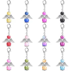 12pcs Cute Pearl Guardian Angel Charms Purse Bag Backpack Pendants Baptism Baby Gifts Birth Communion Wedding Lucky Charm Gifts
