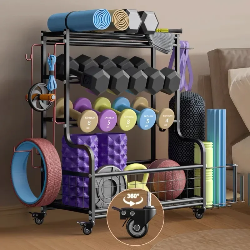 Home Gym Storage Rack For Foam Roller Yoga mat rack And Resistance Bands Workout Equipment Storage Organizer