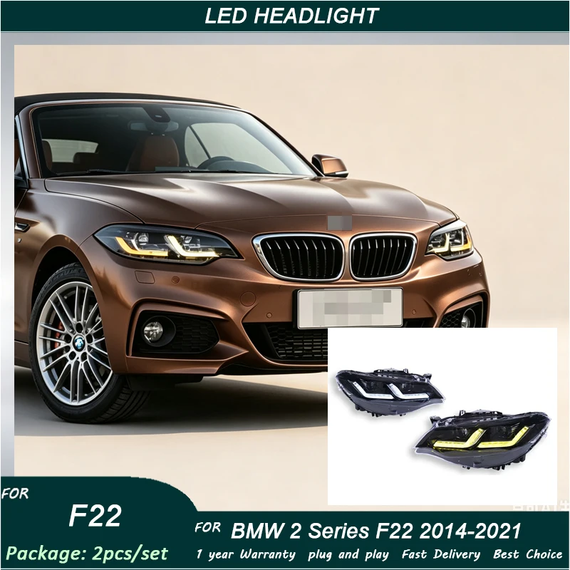 A Pair of Auto Car Stuff Modified For BMW 2 Series F22 218i 220i 225 M2 2014-2021 Front Light DRL Head Lamp LED Tool Accessories