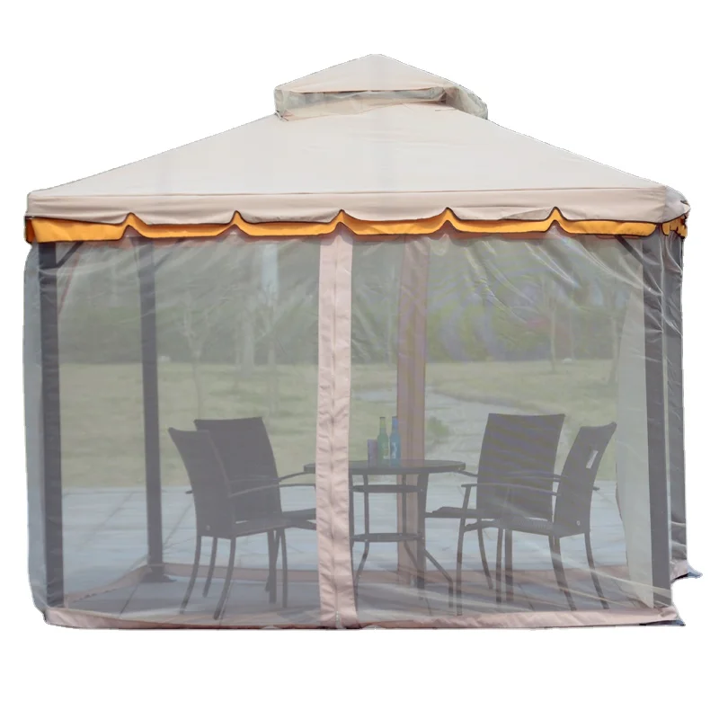 Customizable Luxury Outdoor Large Waterproof Pavilion Garden Awning Gazebo With Mosquito Netting