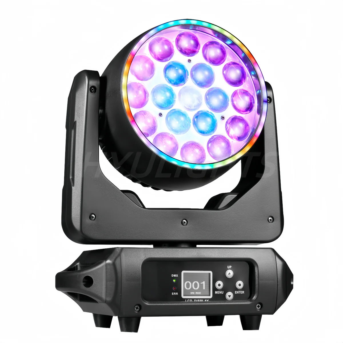 LED 19x15W RGBW haz de luz de lavado/Zoom profesional DJ/Bar LED luces de escenario máquina DMX512 efecto Halo control de círculo cabeza móvil