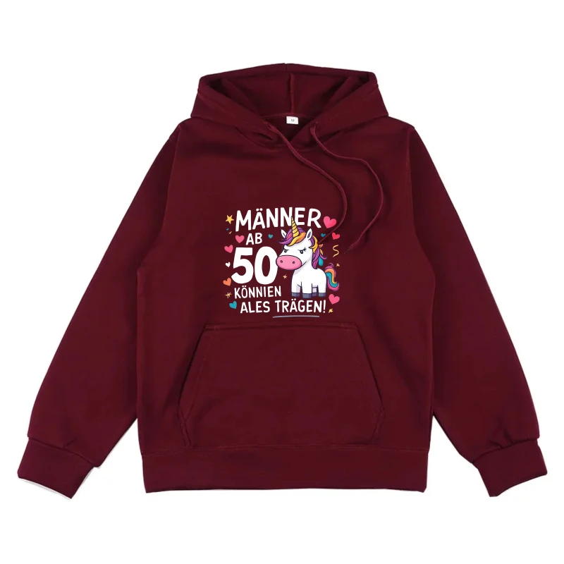 هوديي للرجال والنساء عنابي 50 عامًا للاحتفال بعيد الميلاد، هوديي مطبوع لهدايا حفلات أعياد الميلاد للرجال