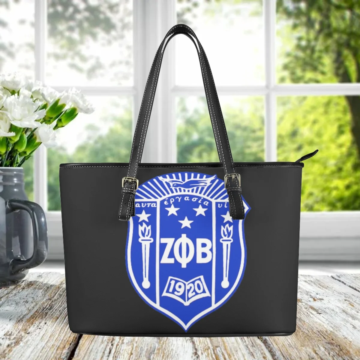 Women Fashion Shoulder Bag PU Leather Zeta Phi Beta Theme Casual Commuter Clutch Trend New Large Capacity  Handbag Female Gift