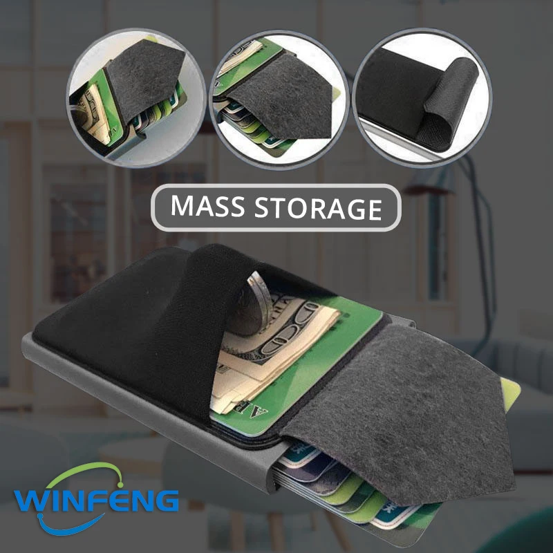 Slim Aluminium Wallet ID Credit Card Holder With Elasticity Back Pouch Mini RFID Wallet Automatic Pop up Bank Card Case