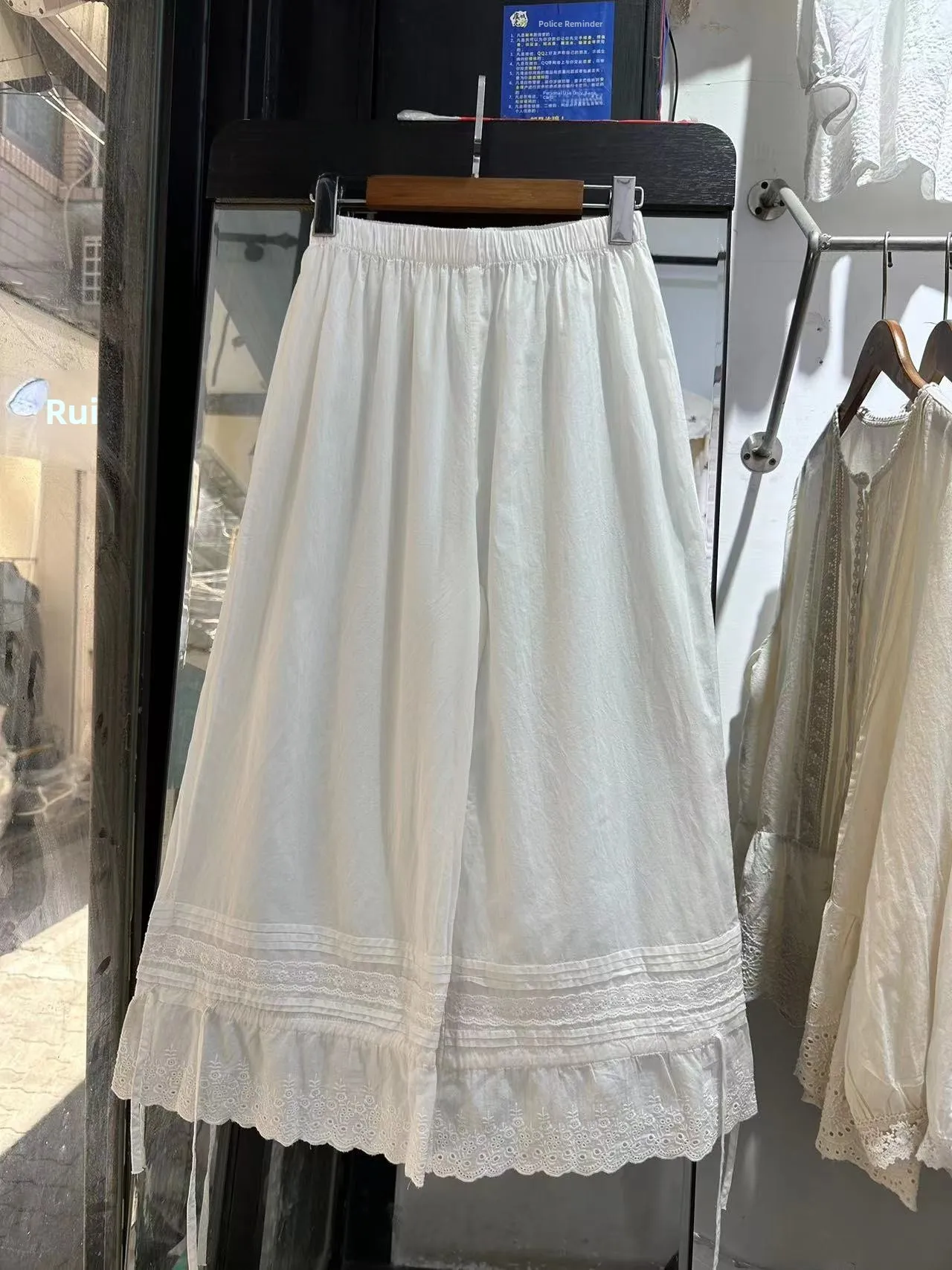 Nouveau pur coton taille élastique pantalon à jambes larges brodé décontracté femmes pantalon Fre Match forêt fille couleur