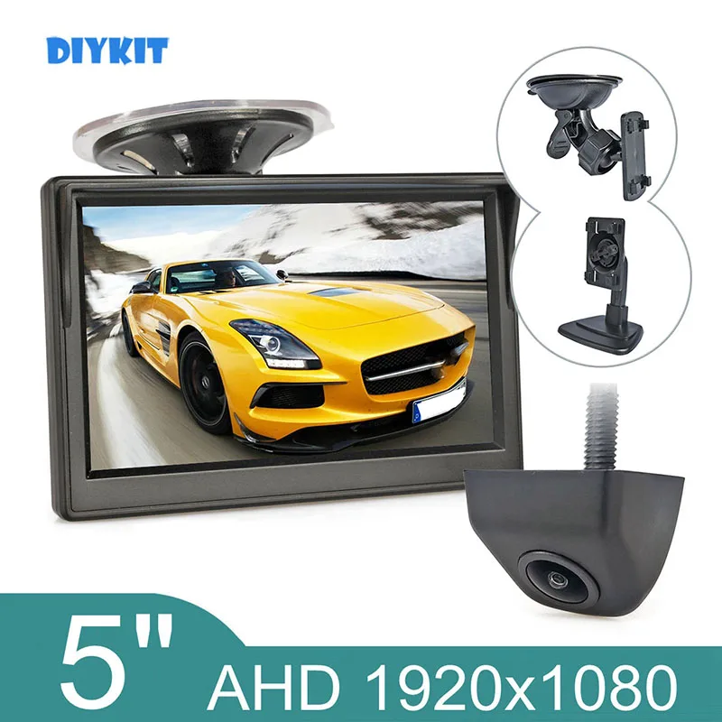 DIYKIT 5inch AHD Backup Car Monitor 1920*1080P HD 170 Degree Starlight Night Vision Cam Vehicle Reverse Camera for SUV MPV RV