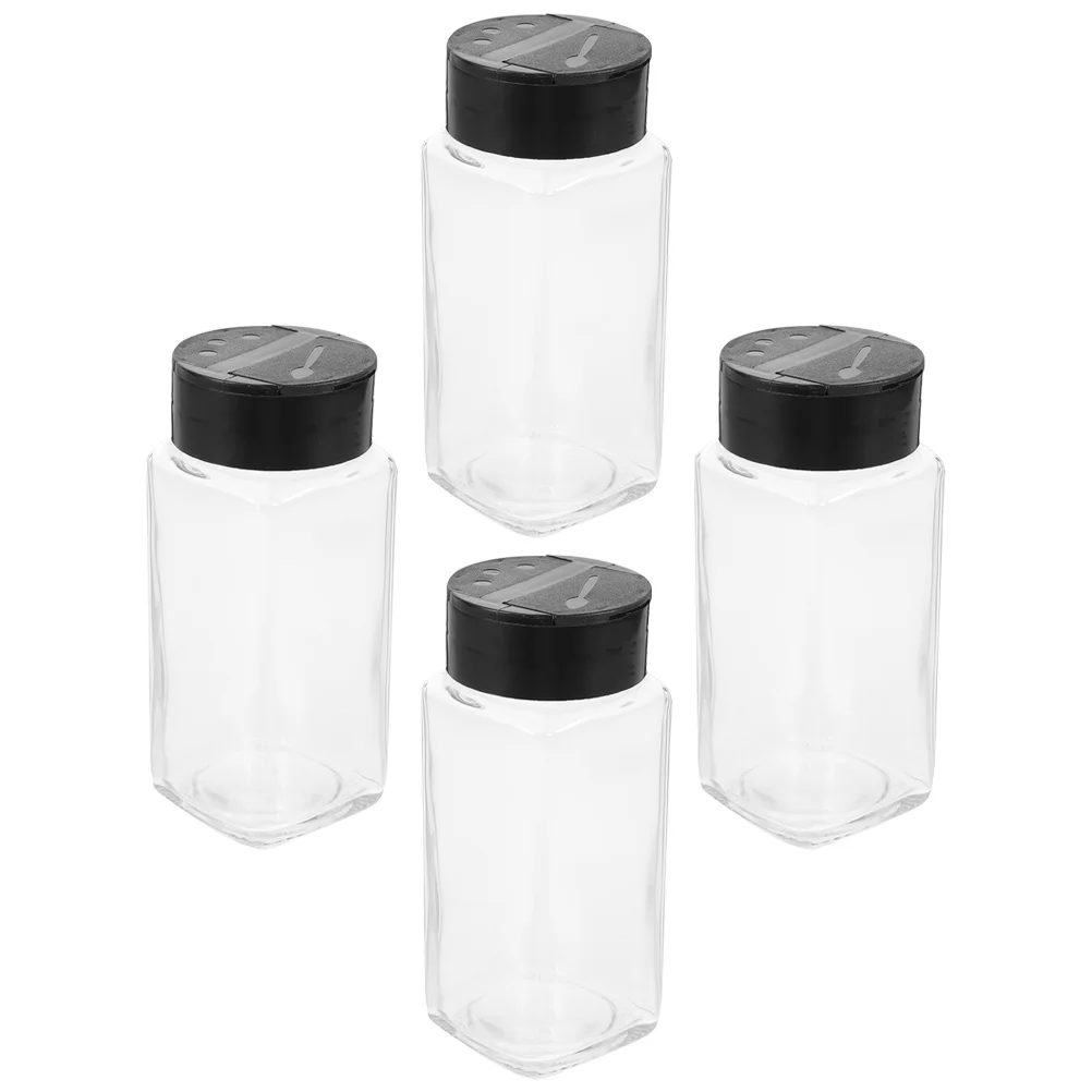 4 قطعة برطمانات توابل زجاجية، هزازات ملح شفافة، زجاجات بهار المطبخ، حاويات توابل للتخييم المنزلي في الهواء الطلق