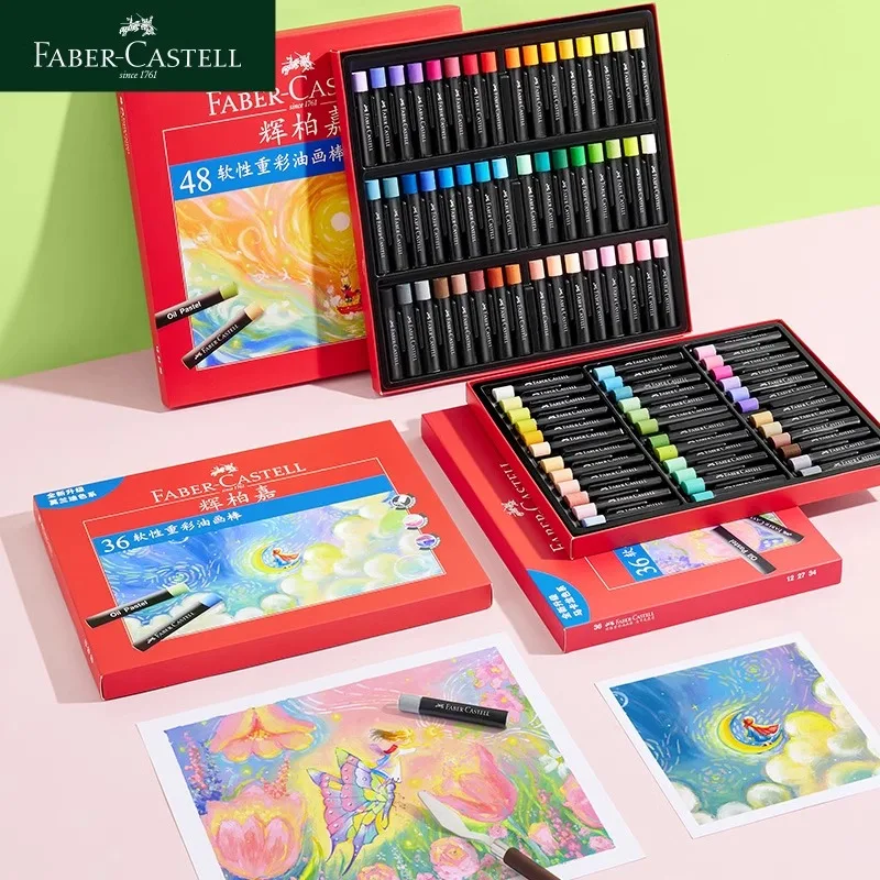 أعواد زيت باستيل ناعمة من فابر كاستل 36 لونًا - أقلام تلوين موراندي ومعكرون للاستخدام الرسم الفني والتلوين