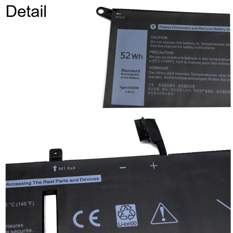 بطارية كمبيوتر محمول DXGH8 لأجهزة Dell XPS 13 9370 2018 XPS 9380 (P82G002) 13-9370-D1605G D1705G D1805G D1905TG Series G8VCF 0H754V H754V