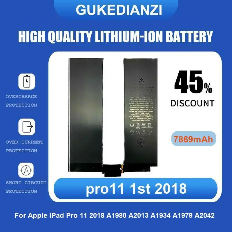 

pro11 1st 2018 Tablet Battery For Apple iPad Pro 11 2018 A1980 A2013 A1934 A1979 A2042 7869mAh High Quality