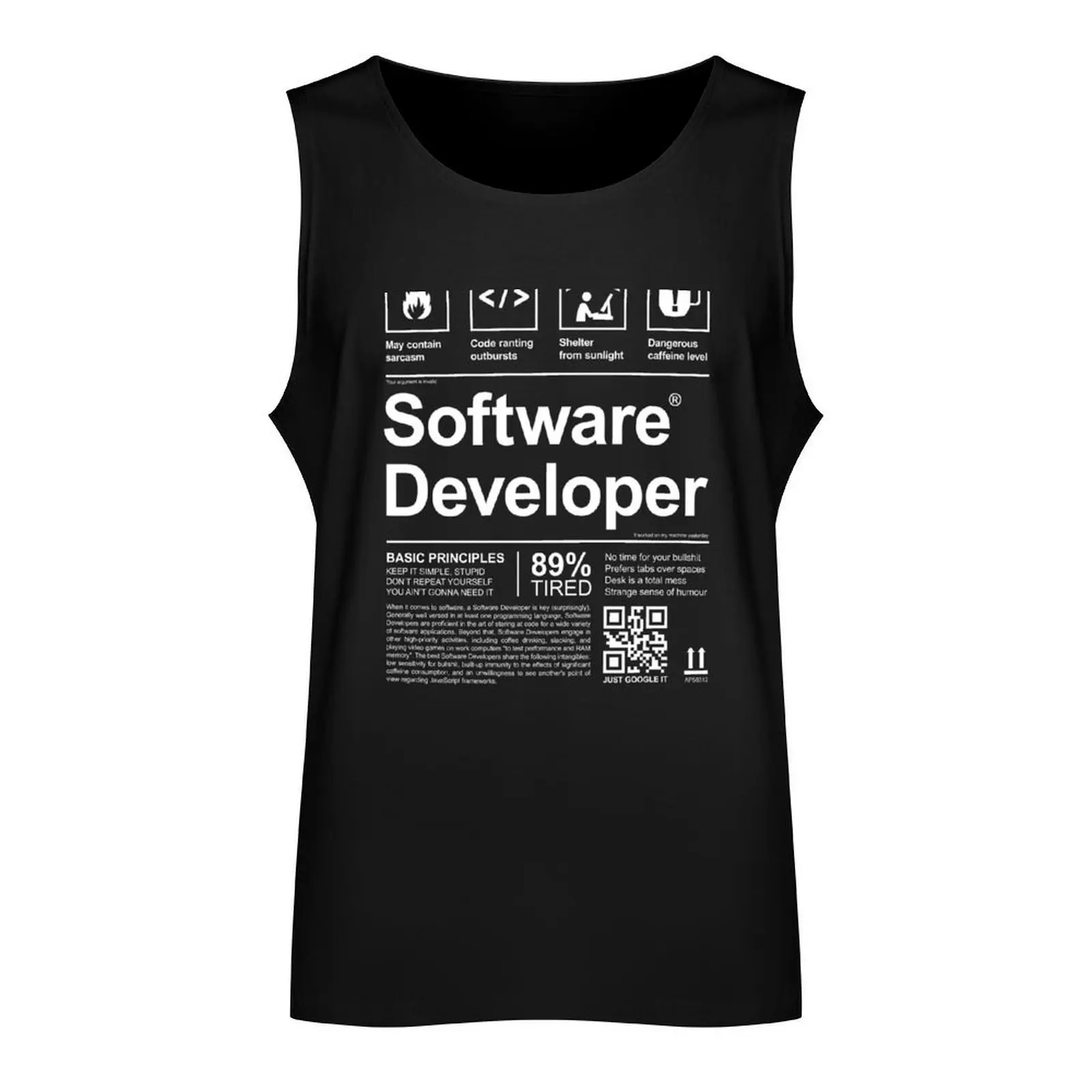 SOFTWARE DEVELOPER LABEL Tank Top Man sleeveless shirt sleeveless man shirts