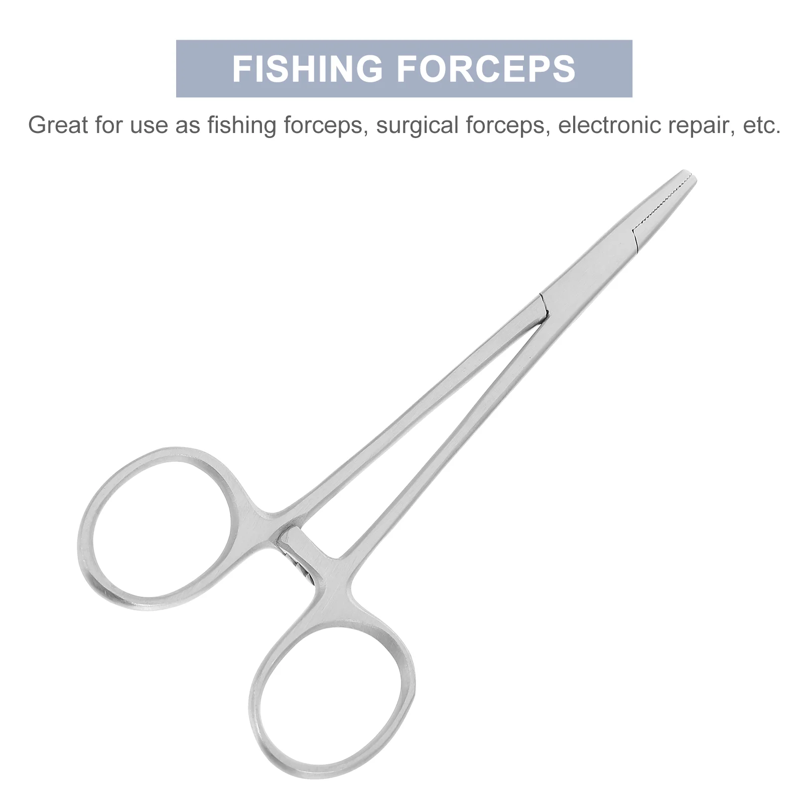 Penjepit Kail Pancing Lurus Forcep Perak Stainless Steel Self-Locking Forceps