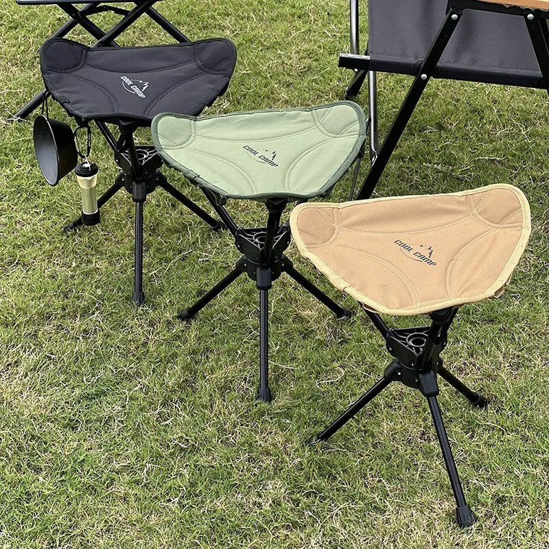 

Outdoor Camping Chairs Rotating Folding Chair Aluminum Alloy Triangular Stool Ultra Light Portable Hiking Picnic Furnishings