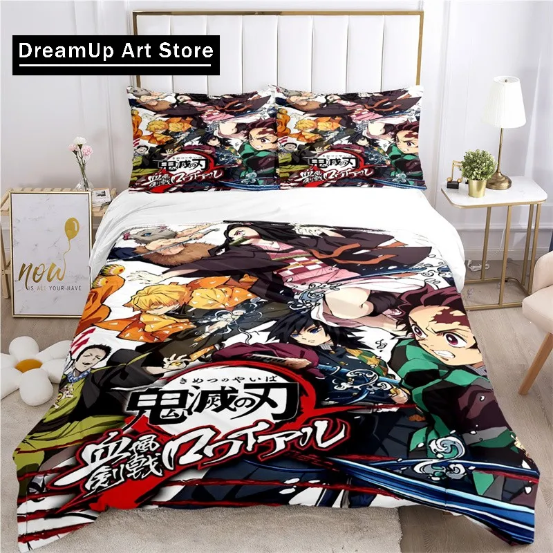 3D Print Fashion Anime Demon Slayer Bedding Set Boys Girls Twin Queen King Size Duvet Cover Pillowcase Bed boys Adult Bedroom