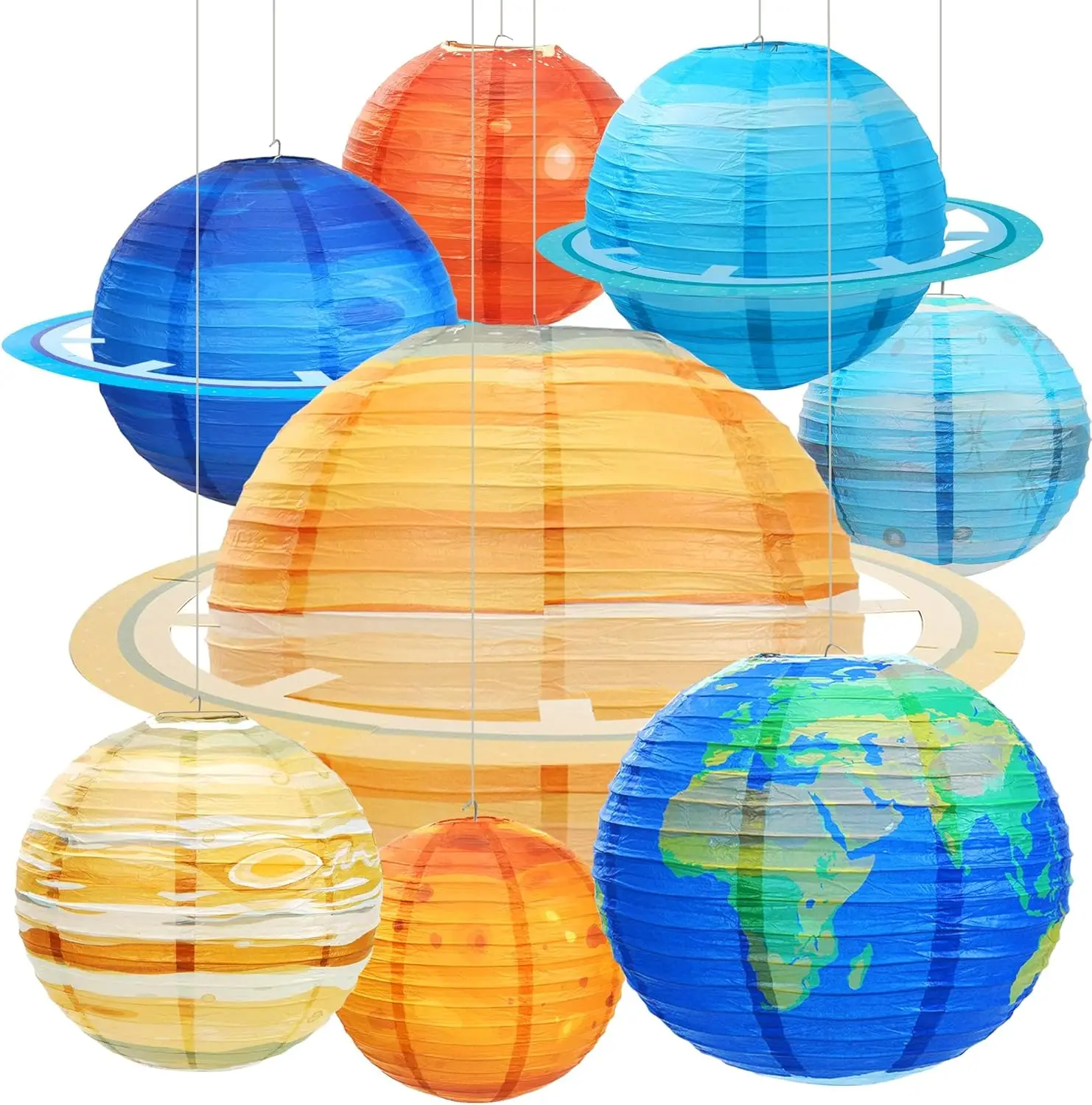 

8PCS 12 Inch Solar System Paper Lanterns for Space Party Decor