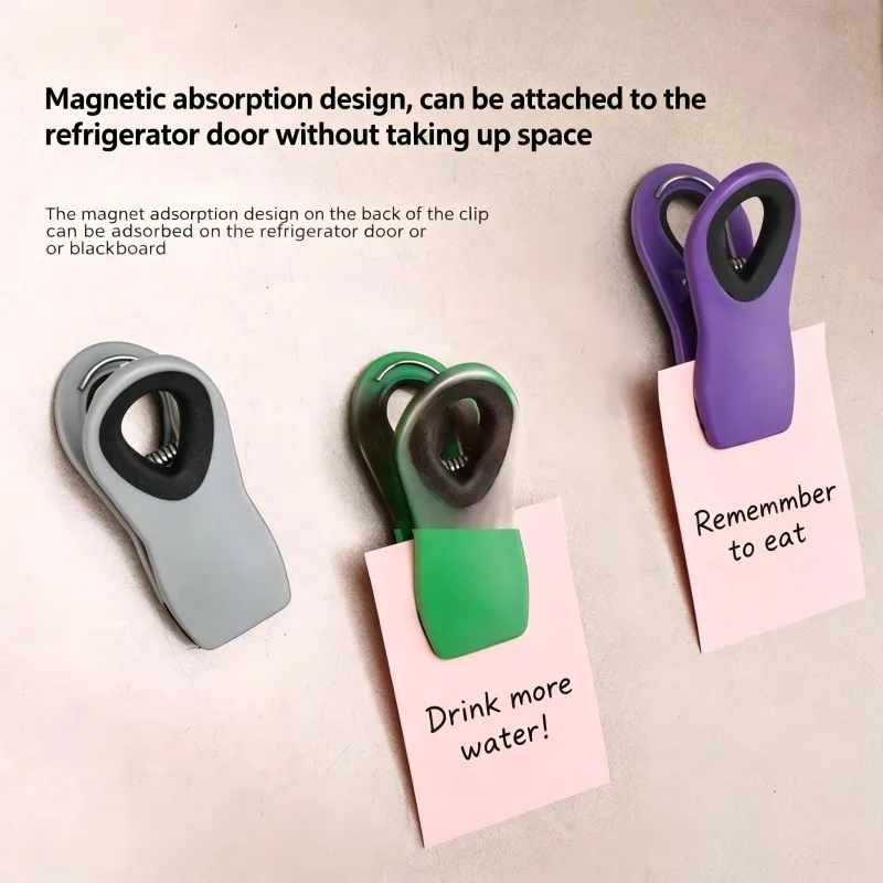 3Pcs Premium Thick Plastic Clips, Multifunctional Sealing Clips for Food Bag Kitchen Storage, Random Color