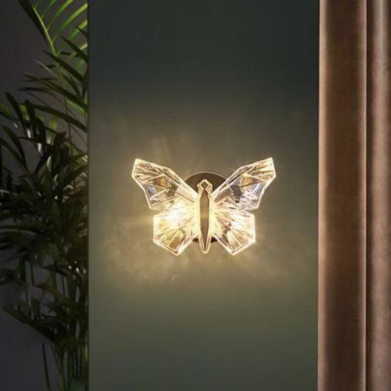 Nordic Designer Acrylic Butterfly Wall Lamps LED Eye Protection Lights Creative Living Room Bedroom Restaurant Corridor Sconces