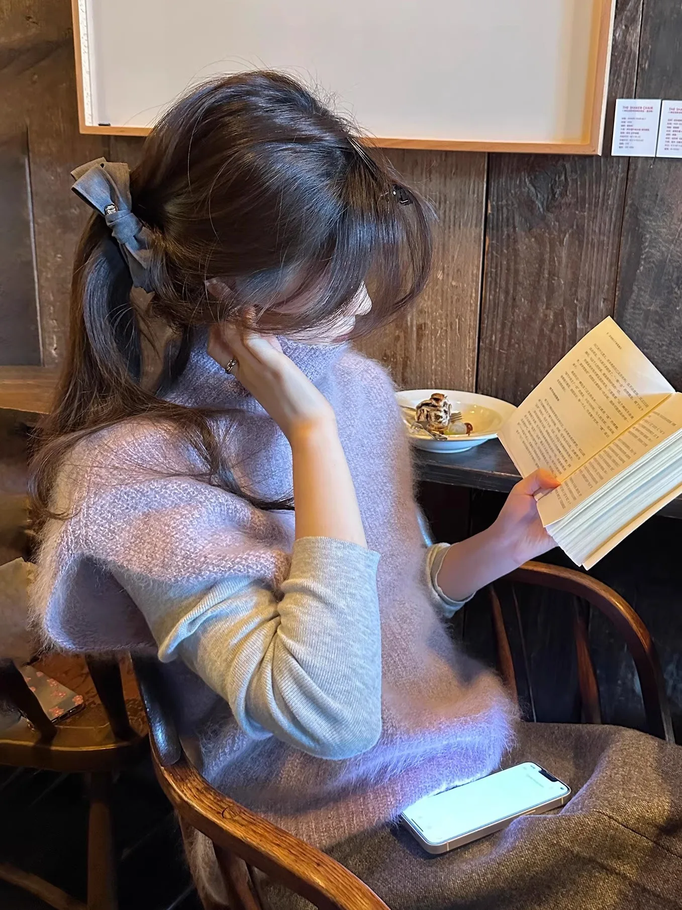 

Женский свитер с высоким воротником, жилет, фиолетовый вязаный кардиган, верхняя одежда для осеннего и зимнего слоя