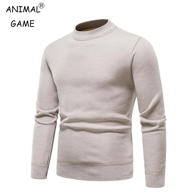 Sweatwear Men's Solid Color Sweater Autumn Warm Winte Crew Neck Pullover for Daily Wear Knitting Wool Turtleneck